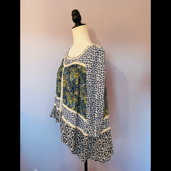 Anthropologie Freeway mixed print boho blouse - Picture 4 of 4